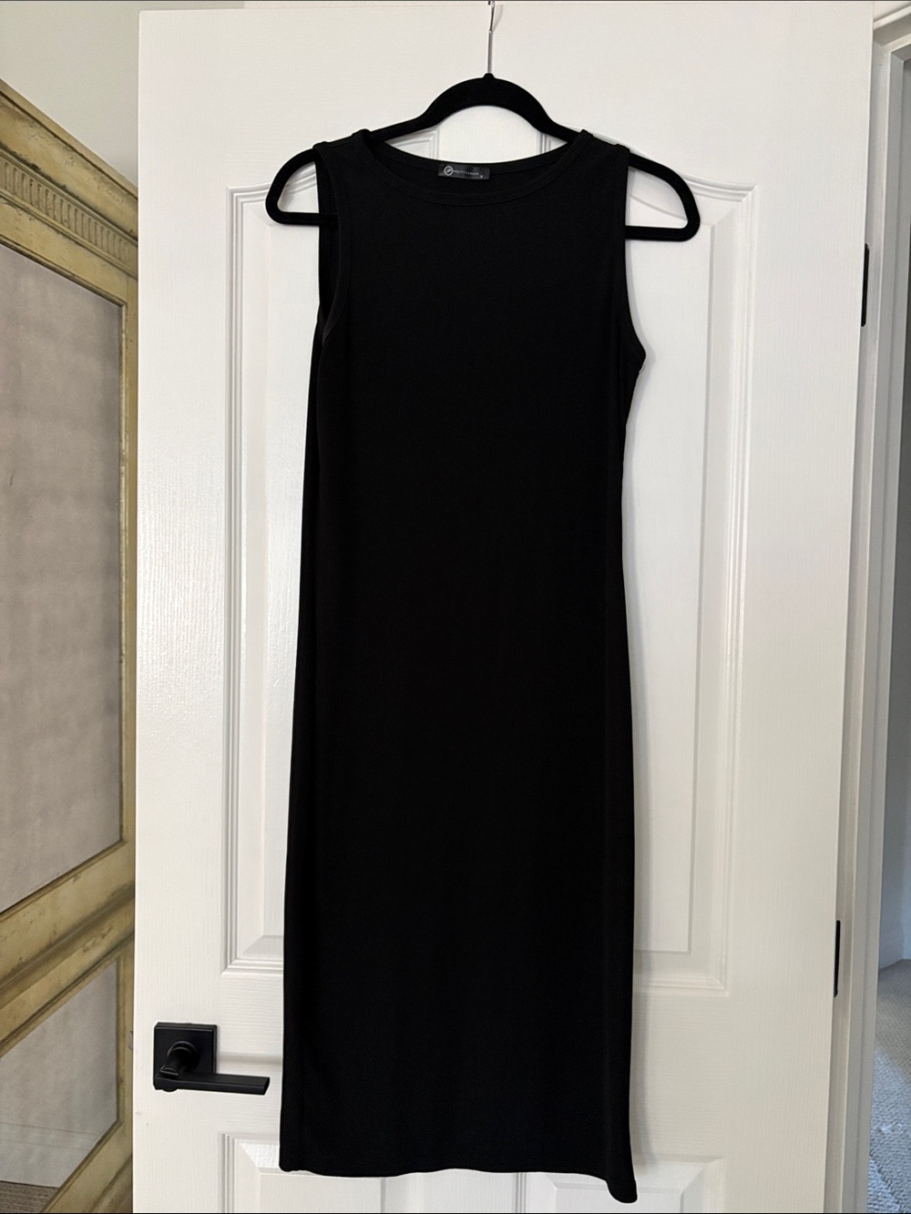 Ribbed Sleeveless Midi Dress - Black